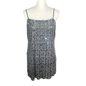 Intimately Free People Midnight Kiss Slip Dress NWT Women's M Charcoal‎ Sequin